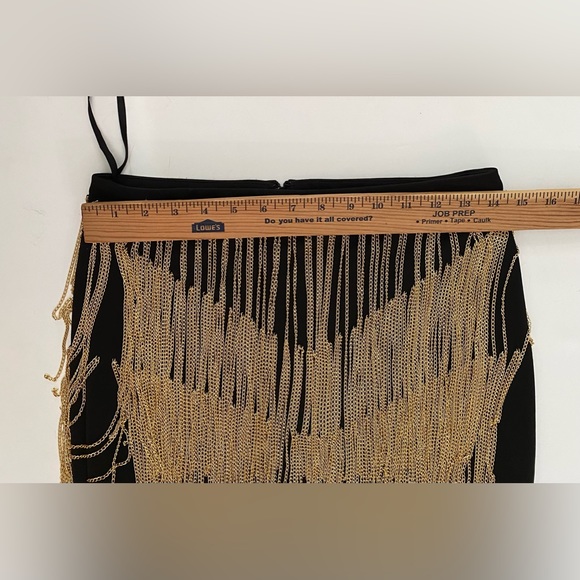 Gold Label WOW Couture Fringe Skirt Gold color heavy Chain Fringe Women’s M - Picture 5 of 9